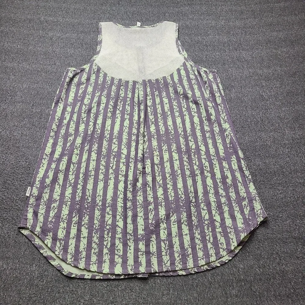 RVCA Dress Womens Medium Purple Green Striped‎ Mesh Tank Button Down Boho India